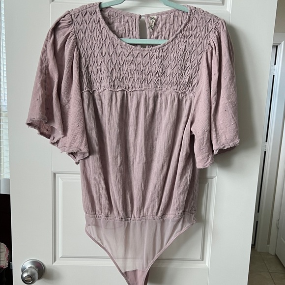 Free People Mauve Textured Bodysuit - Picture 1 of 5
